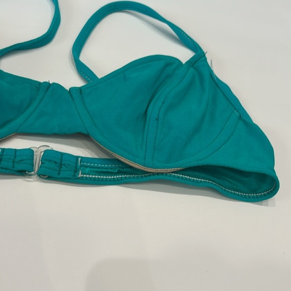 Sun Streak retro teal colored underwire bikini swim top size 34B - Picture 2 of 5